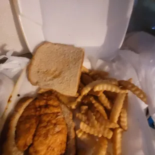 Chicken sandwich and fries lunch special