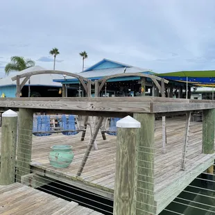 The deck where you can sit to eat.