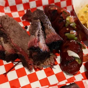 ribs, macaroni, and cheese