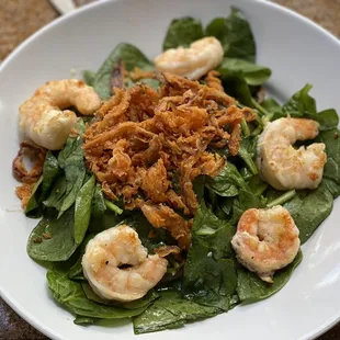 Spinach salad add shrimp. Meh.