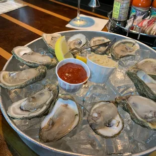 a platter of oysters