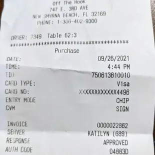 Receipt showing this review is legitimate.