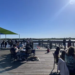 View from the outside in the back. Just dock your boat and eat &amp; drink.