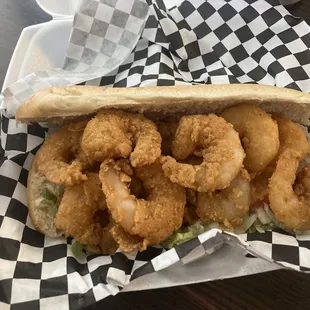 Loaded shrimp po'boy
