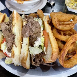Fair Haven Po Boy... more of a roast beef sandwich, but tasty, and there was a lot of of it. The onion rings were excellent.