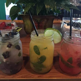 Mojitos all summer were so refreshing on a hot day!! Strawberry, mango or blueberry!!