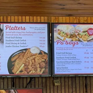Menu board on 6/22/2022
