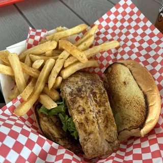 Blackened Mahi-Mahi Sandwich With Chips