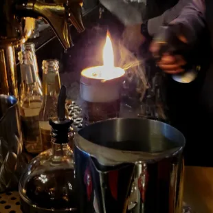 Making of a Smoking Mirrors cocktail
