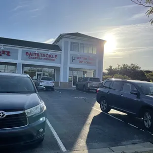 Outside front view of restaurant (end unit on right) approaching sunset hour