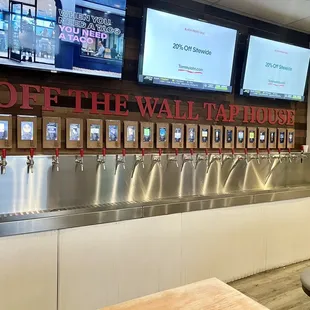 &quot;Off the wall&quot; taps - get it?!  Took me a minute but I got the pun. GENIUS concept. FREEZING COLD out the tap.