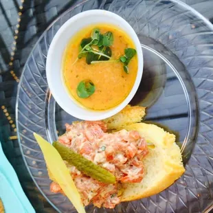 Steak Tare Tare from Sutter Steakhouse and Tomato gazpacho from ??