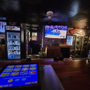 a television and a bar