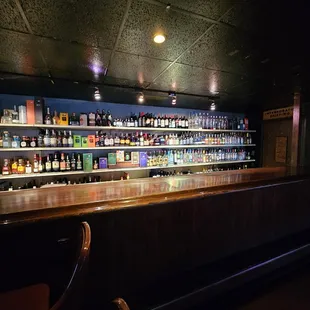 a row of liquor bottles