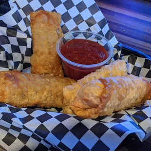 06/24/24 Pizza Egg Rolls - Pepperoni and Mozzarella hand rolled into Egg Roll Wraps. Served with Naked City Pizza Sauce