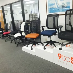 We offer New brands such as 9-5 seating, DMI, Cherryman, United Desk, Boss, Ergo, and more!