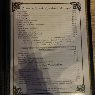 the menu