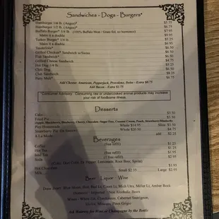 the menu