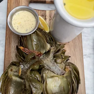 Grilled Charcoal Fired California Heirloom Artichokes (Starters)