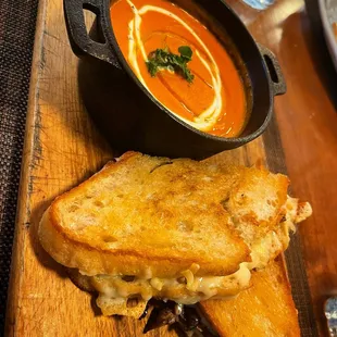 Wild mushroom grilled cheese and tomato bisque