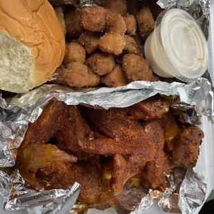 5 piece Sweet Heat wings with fried okra