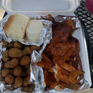 Fried Okra with Fries and wings