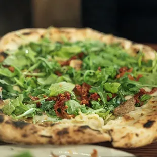 a pizza on a table