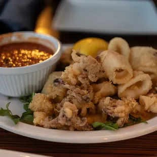 a plate of deep fried squid