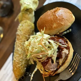 Pork shoulder and elote