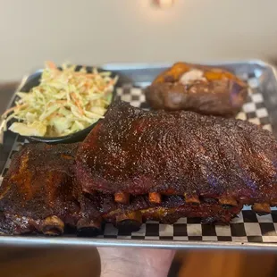 ribs, coleslaw, and coleslaw