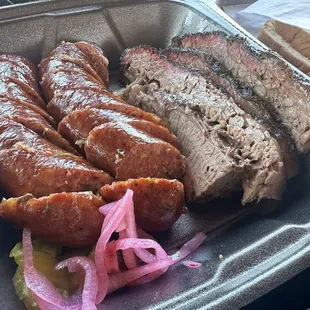 Brisket and jalapeno cheddar sausage