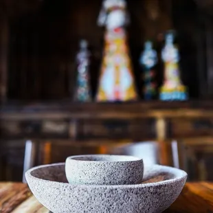 a bowl and a bowl on a table