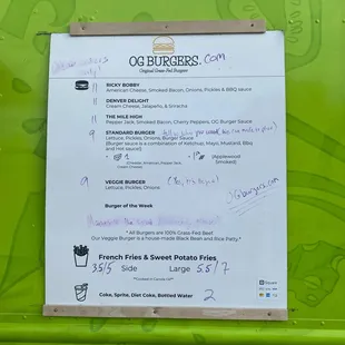 a menu on the side of a truck