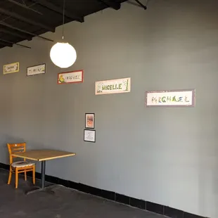 a table and chairs in a restaurant