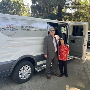 My wife and I in St. Helena ready to head off to my Niece's wedding in the OG Charter van with Kecia at the helm.