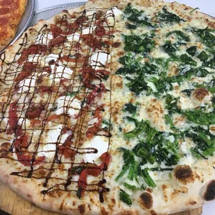 Roasted red peppers and ricotta with balsamic glaze/ broccoli rabe and 4 cheese blend