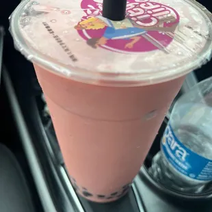 Watermelon honeydew smoothie w boba