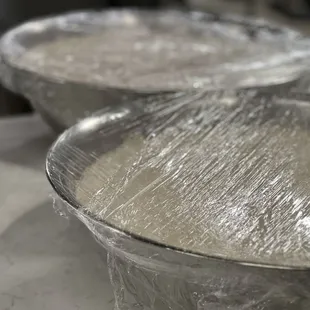 a close up of two bowls of food