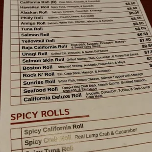 menu, sushi and sashimi