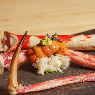 crab legs and rice