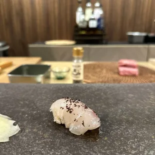 the sushi being prepared