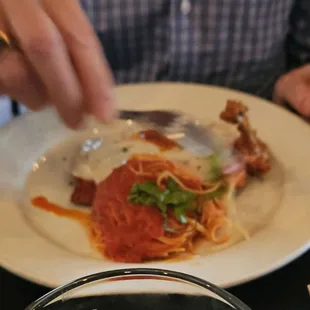 Chicken parmesan, pasta