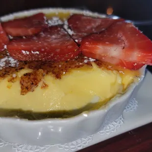 a dessert with strawberries