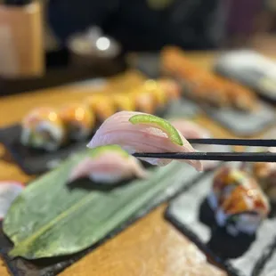 Hamachi belly nigiri