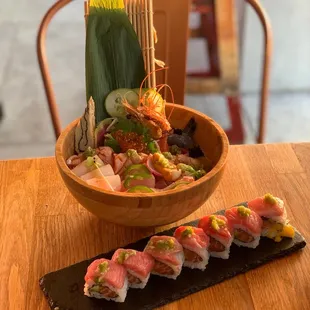Regular Chirashi &amp; double toro roll.