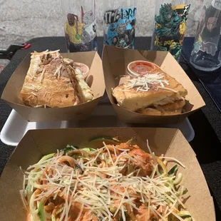 two sandwiches and a salad