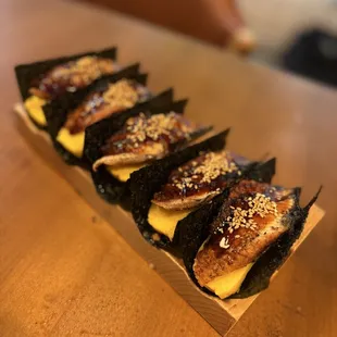 Eel dashimaki tamago hand roll