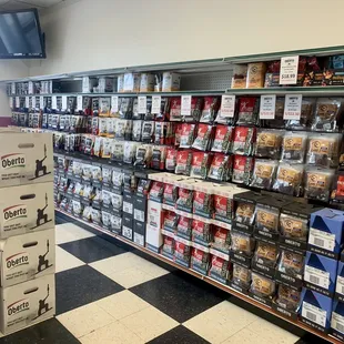 shelves of beer and snacks