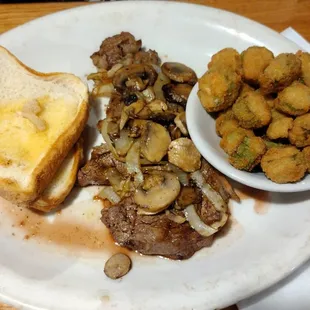 Rib Eye Steak + 1 Side = $15.00