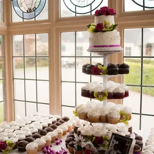our wedding cake and cupcake. photo taken by alfred and emma photography